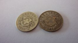 2 ver. uralte Zwanzigräppler 1850/ 1859 , sehr schön