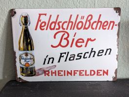 Feldschlösschen Bier, originales Emailleschild, rar