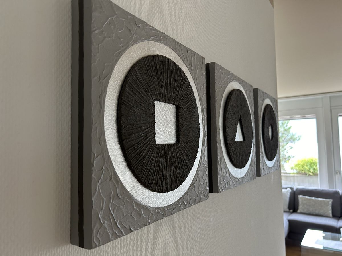 Foto & Immagini: 3er Set Leinwandbild Silber Grau Deko modern – Usato da Gunten venduto da starfish3 1