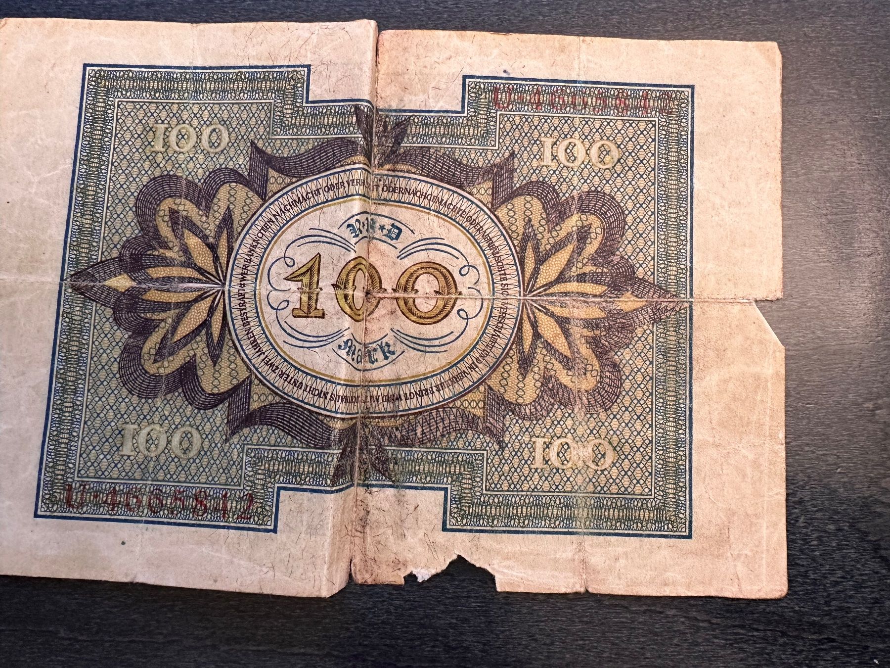 Banconote: Reichsbanknote 100 Mark 1920 – Usato da Emmenbrücke venduto da Neela87 1