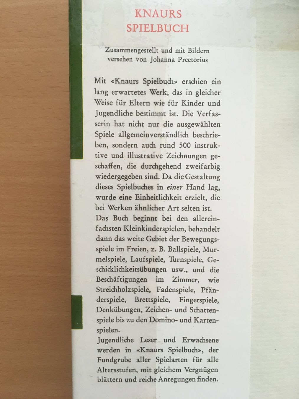Bücher: Knaurs Spielbuch; Johanna Preetorius – Gebraucht aus Grenchen von Kogi7 1