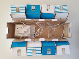 Guirlande lumineuse à piles maisons de plage en bois, neuve
