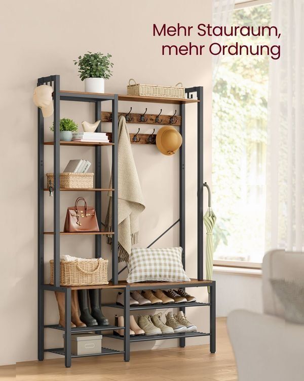 Garderobe: Garderobenständer mit Schuhbank 5 Ebenen 15 Haken ARKEL – Neu und originalverpackt aus Lachen SZ von MAMORU-MOEBEL 1