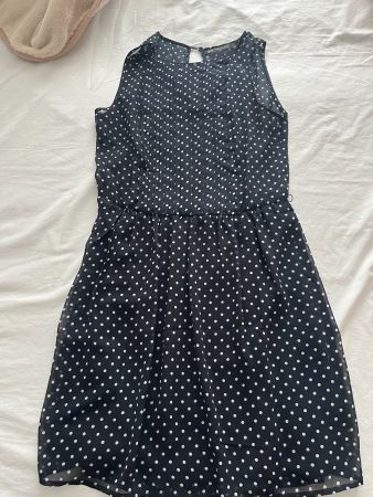 Damen Kleid ärmellos "Zara" Farbe blau/weiss gepunkt Gr. XS