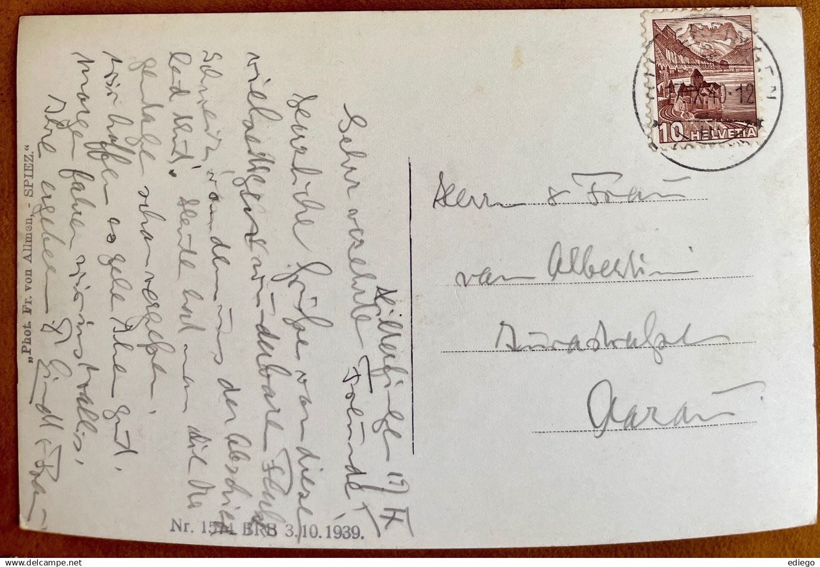 Cartoline postali: Spiez mit Niesen 1940 – Usato da Lutry venduto da Ediego 1