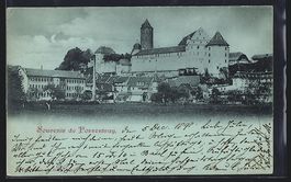 Mondschein-AK Porrentruy, Schloss im Ort