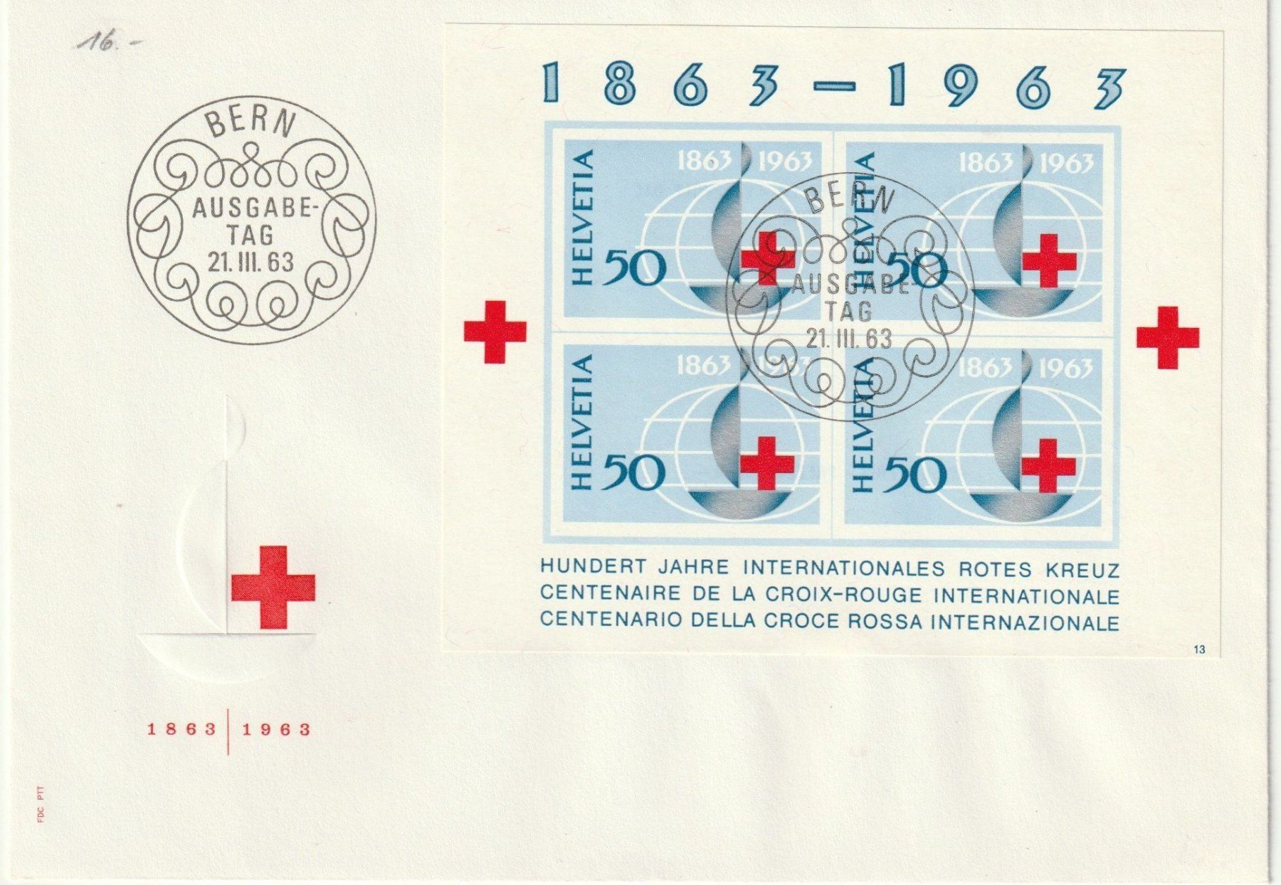 Tutti i francobolli: W40 FDC Rotes Kreuz 1963 – Usato da Fislisbach venduto da Zigzag12