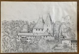 Bleistiftzeichnung vom Schloss Worb