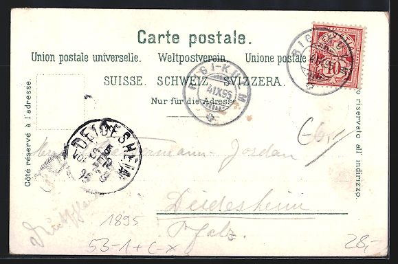 Cartoline postali: Vorläufer-Lithographie Rigi, 1895, Schr – Usato da Berlin venduto da bartko-reher 1