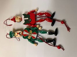 deux pantins neufs articulés en bois