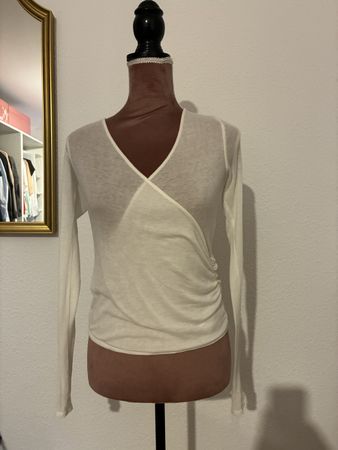 Langarmshirt Massimo Dutti Wickeloptik weiss Grösse S