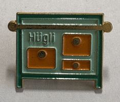 Pin Anstecker Herd Hügli Emaille Grün-Orange