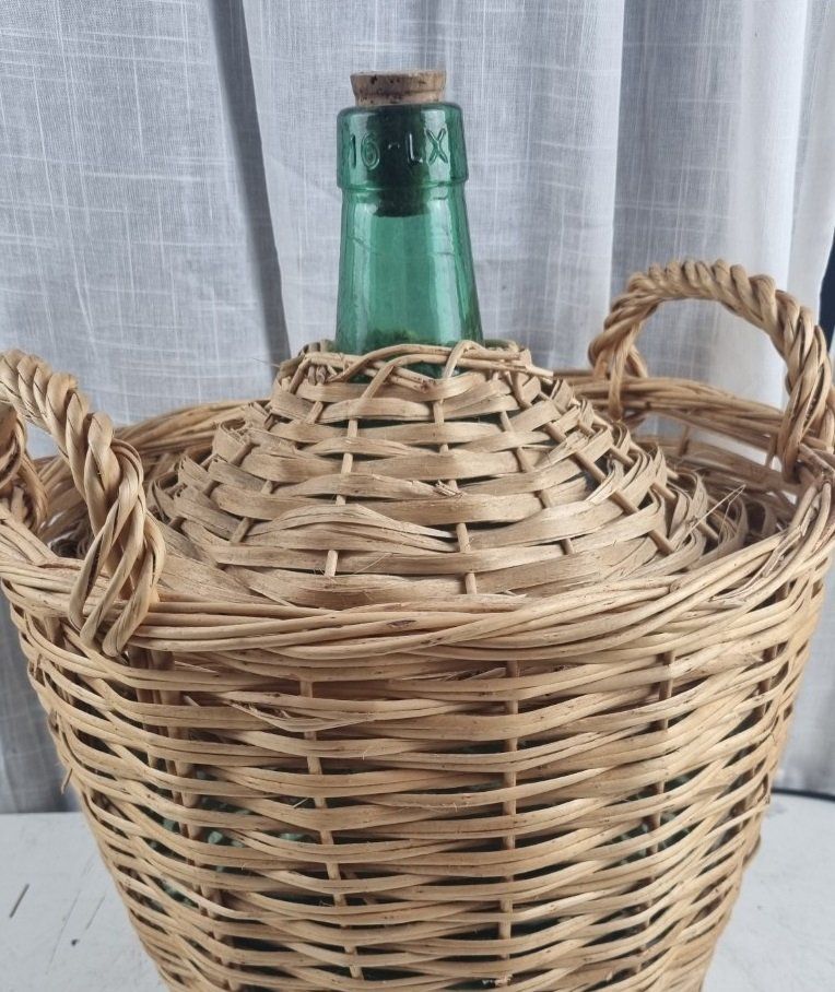 Bottiglie: Schöne alte dekorative Korbflasche – Usato da Flums venduto da Flumsantik 5