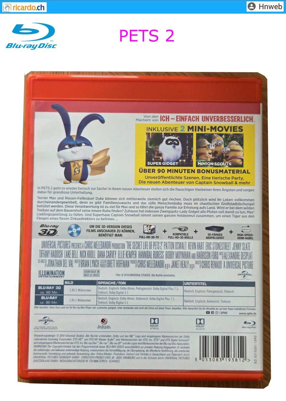 Tutti i DVDs: Blu-ray Disc: PETS 2 inkl. 3D – Usato da Kaisten venduto da Hnweb 2