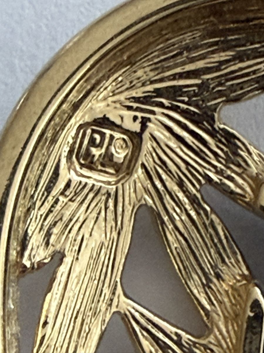 Spille & Fermagli: Goldfarbene Herzbroche mit blauem Stein Pierre Lang – Usato da Goldach venduto da Messerguru 3