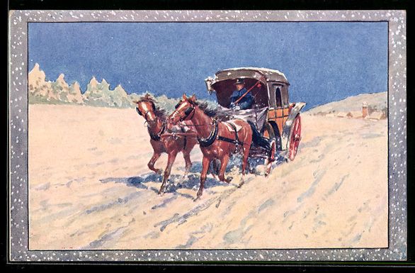 Cartoline postali: Postkutsche fährt durch eine verschneit – Usato da Berlin venduto da bartko-reher