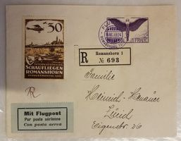 JB69) 1924, Flugpost Romanshorn - Zürich, mit Vignette Lp