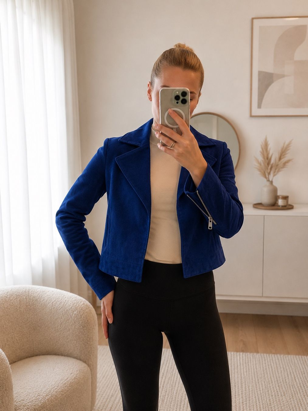 Giacche: Blue natural suede leather jacket, S – Usato da Sattel venduto da Zlata1