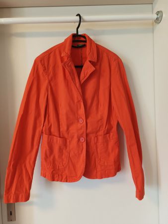 Benetton Blazer Gr 36/38 Damen orange Baunwolle Jacke