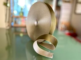 Bandoulière, largeur 40 mm, bicolore vert olive & blanc écru
