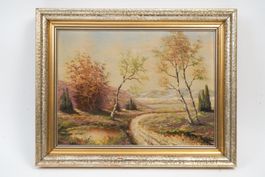 Paysage d'automne au chemin de campagne — huile