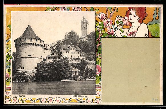Ansichtskarten: Passepartout-Lithographie Luzern, Nölle – Gebraucht aus Berlin von bartko-reher