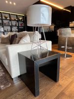2 Side Tables in Teakholz, schwarz lackiert