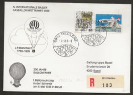 Ballon Schweiz Basel Réclère 1988 Luftpost