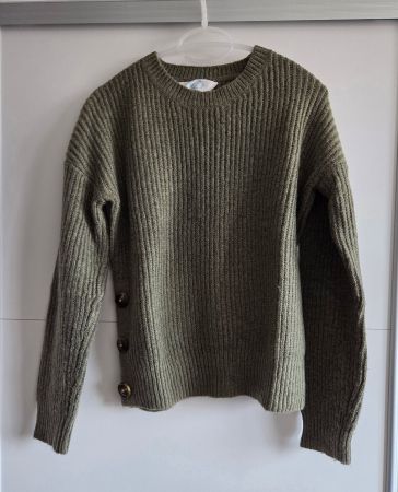 Pull en maille vert olive avec boutons - Taille 36