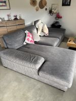 Canapé d'angle gris confortable pour l'été, comme neuf!