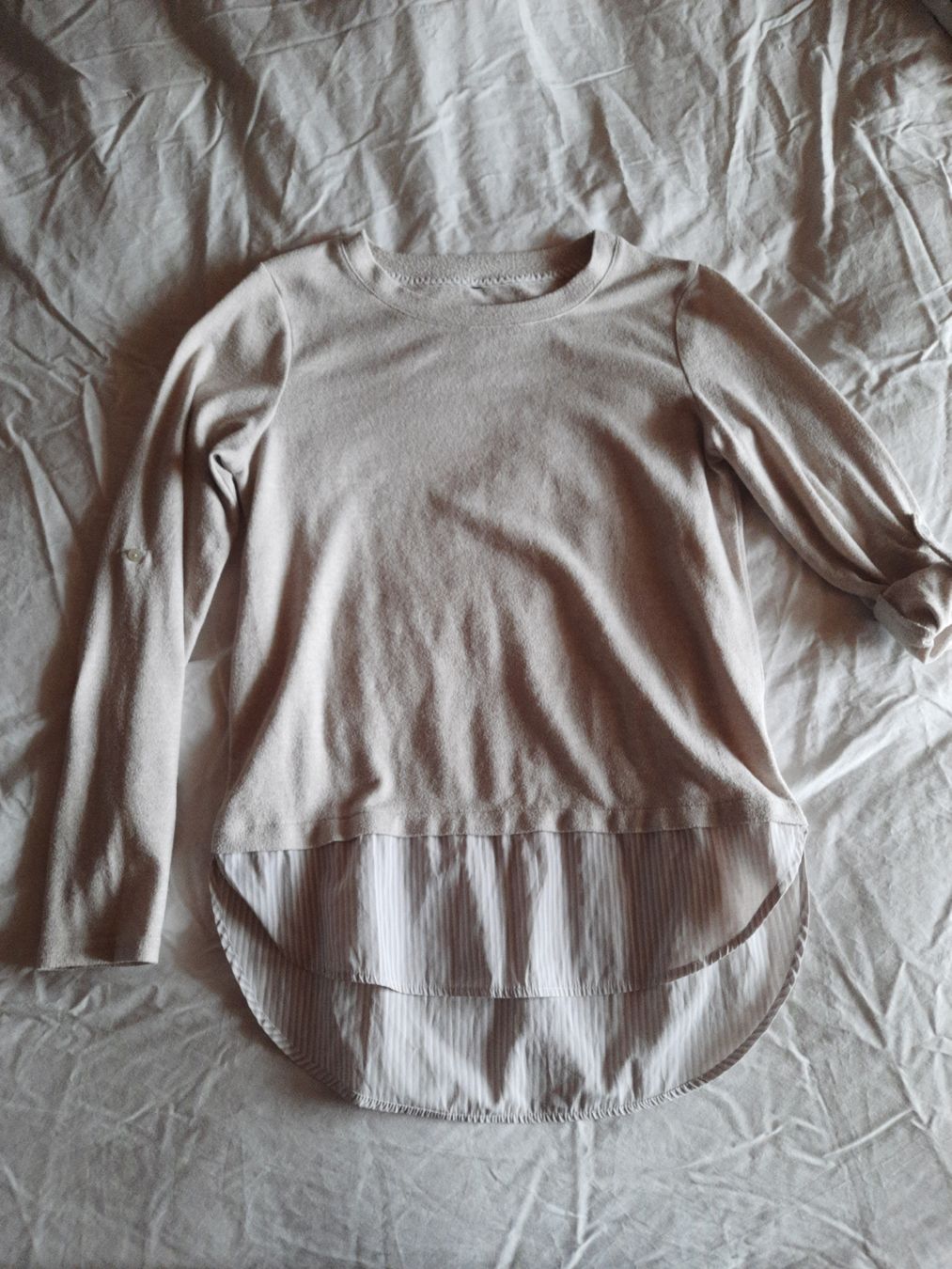 Pullover & Sweatshirts: Hübscher Damen-Pullover mit Hemdbluse-Einsatz, Gr.36/38🤍🦝 – Gebraucht aus Seewil von silkia