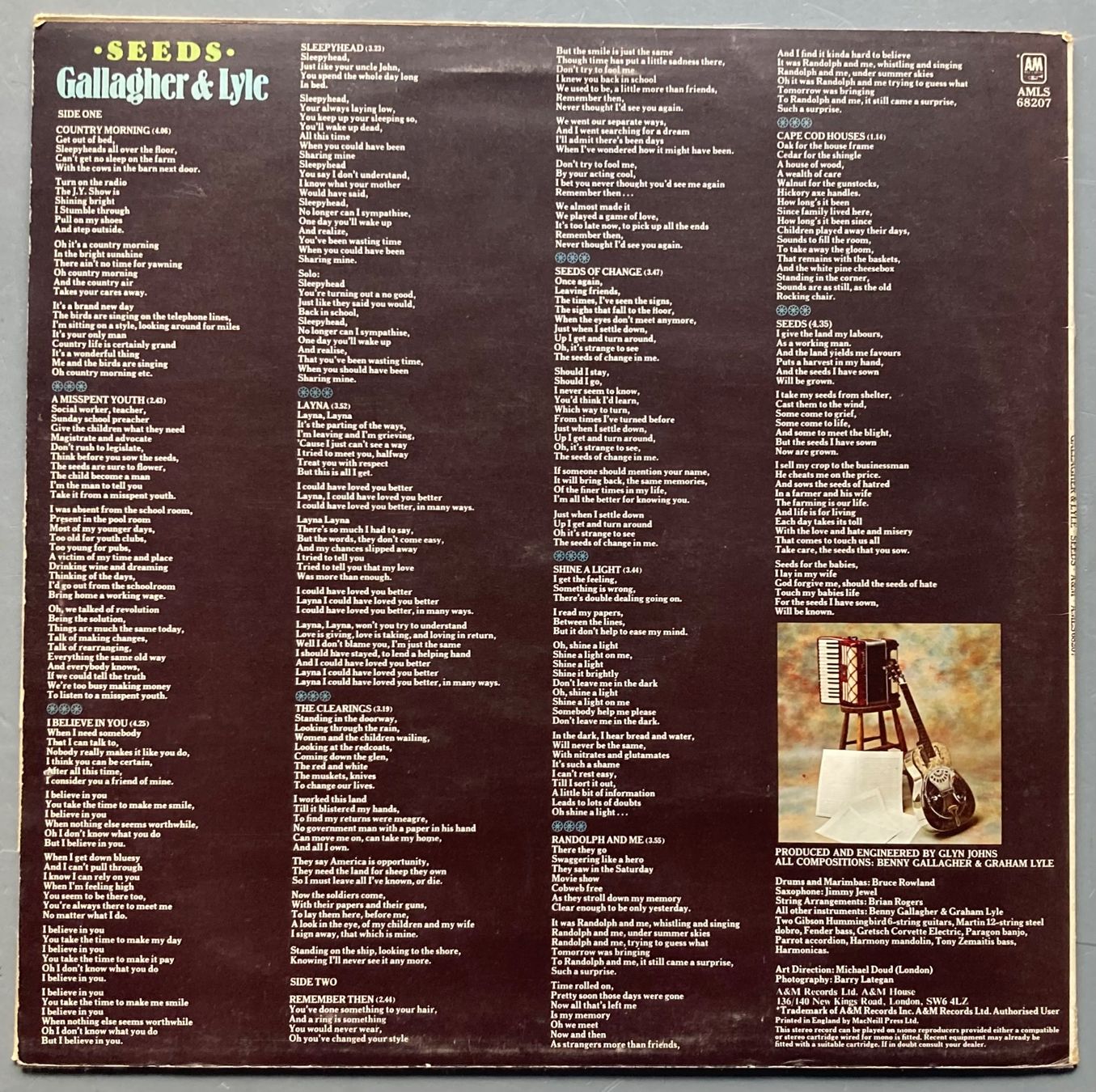 Dischi in vinile: GALLAGHER & LYLE - SEEDS – Usato da Poliez-Pittet venduto da Newtown-Records 1