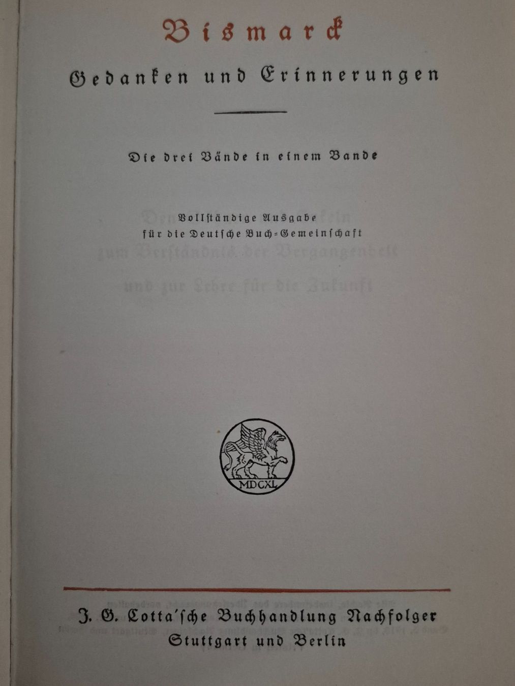 Libri: Bismarck - Gedanken und Erinnerungen – Usato da Balsthal venduto da Jamamoegg 1