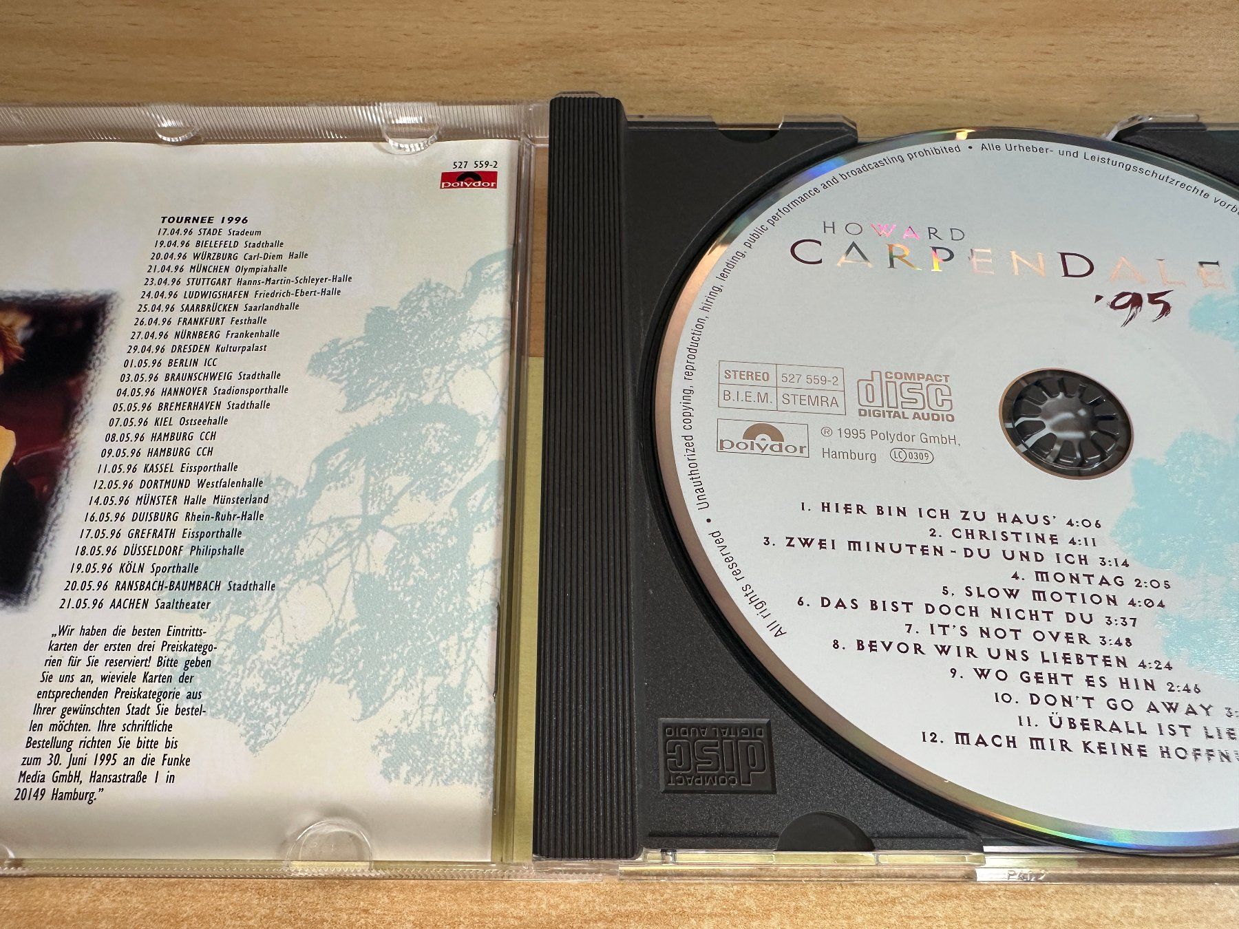 CD: C1 Howard Carpendale – Howard Carpendale '95 – Usato da Rikon im Tösstal venduto da Alpenmutz 2
