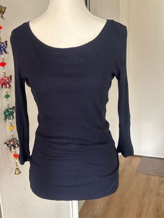 Langarm Ripp-Shirt dunkelblau von Hugo Boss Gr. S
