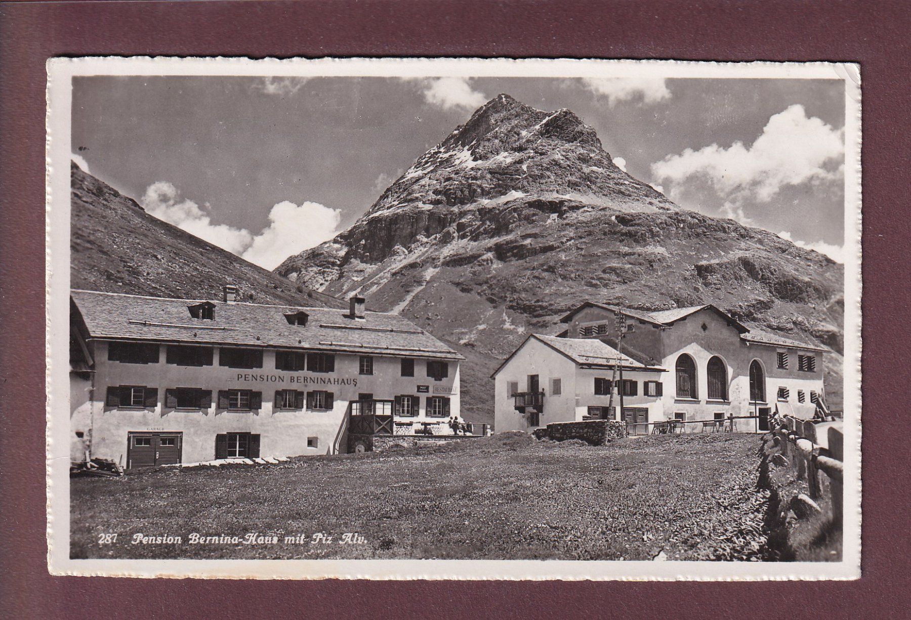 Cartoline postali: PENSION BERNINAHAUS - Piz Alv – Usato da Pully venduto da nicecards