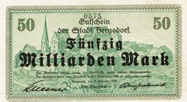 Bergedorf 50 Mrd.Mark 09.10.1923 VZ-VZ+