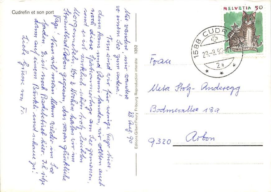 Cartoline postali: VD - Cudrefin et son port – Usato da Ottikon b.Kemptth. venduto da Neptun1974 1