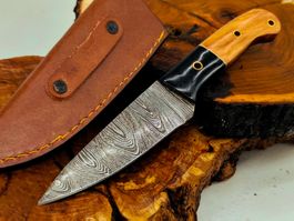 Top 1A Damast Messer Knife echter Faltenstahl im Larp Look