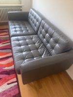 Canapé 3 places, vert olive, en cuir de style Scandinave