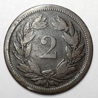 2 Rappen Münze von 1850 - sehr schön (ss)