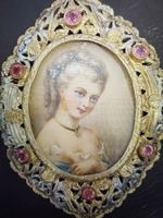 Vintage Silber Hals-Anhänger Handgemalt SALE
