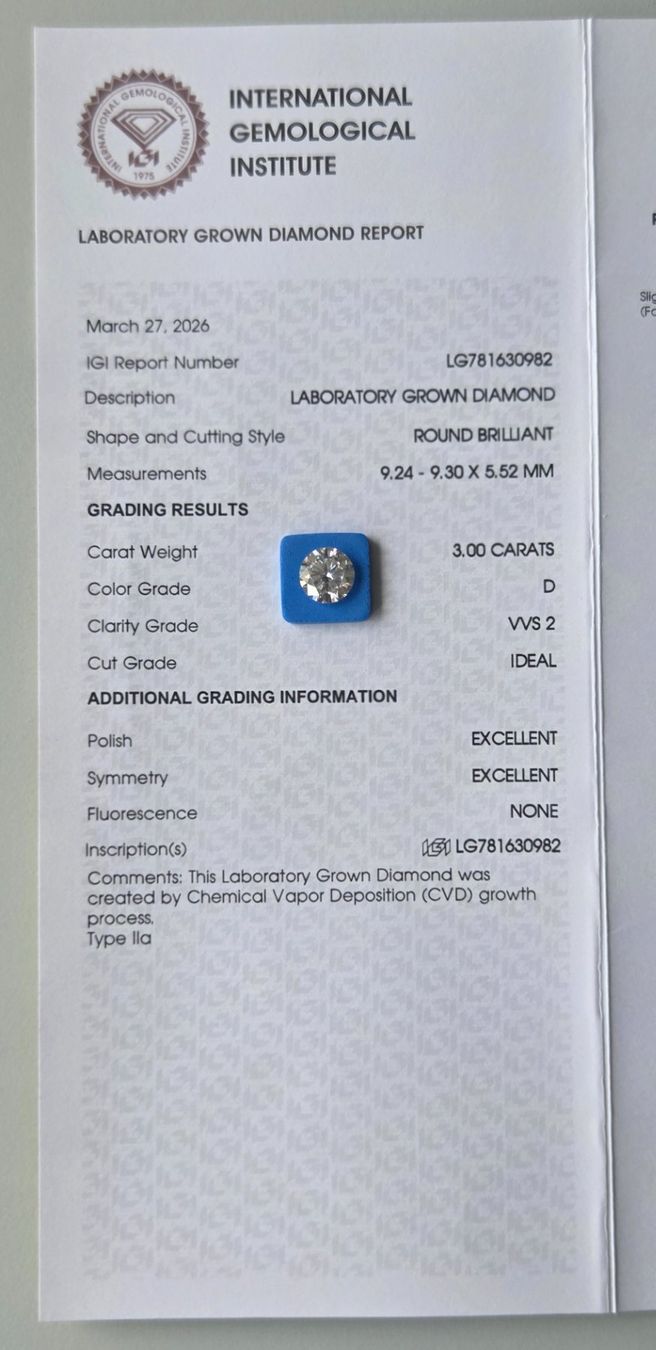 Pierres précieuses: 💎 3.00 ct IGI Lab Diamant D/VVS2 Ideal Cut 💎 – Neuf avec emballage d'origine à Goldach par Eni_5l2d 5