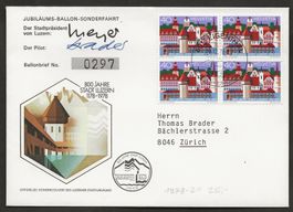 Ballon Schweiz 1978 Luzern Eigenthal Luftpost