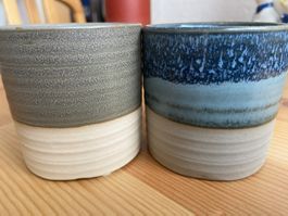 Lot de 2 petits pot de fleurs artisanales uniques