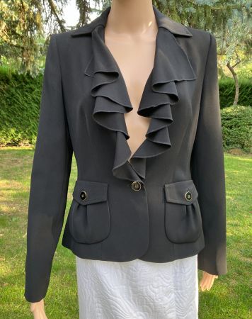 Veste blazer noire élégante à volants, Luisa Spagnoli, S