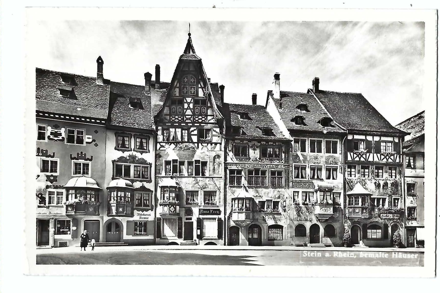 Cartoline postali: Stein a. Rhein, Alte bemalte Häuser mit Erkern – Usato da Thun venduto da 44wart