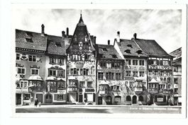 Stein a. Rhein, Alte bemalte Häuser mit Erkern