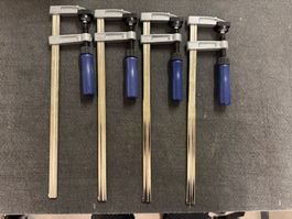 Schraubzwingen 4 Stück mit Holzgriff blau 50x300