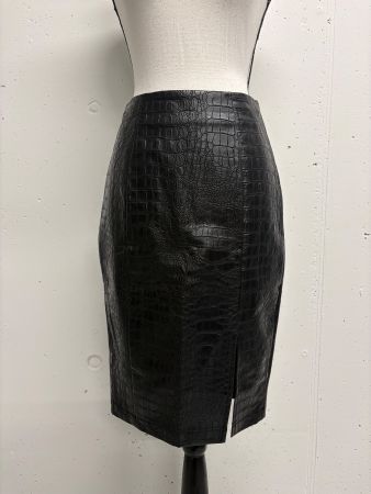 Lipsy Bleistiftrock Kunstleder Kroko-Optik Schwarz Gr. 36